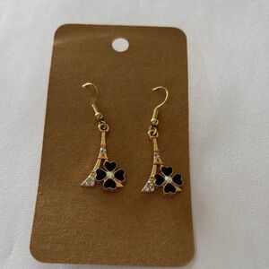 Elegant Gold and Black Eiffel Tower Earrings